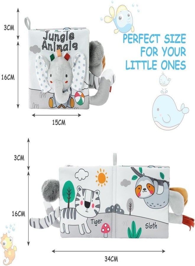 BeFunky Baby Books Toy 0-18 Months, Newborn Sensory Soft Books Toy, High Contrast Touch & Feel Crinkle Cloth Books with Squeaker, Early Development Bath Toys Gift (Elephant) - Image 2